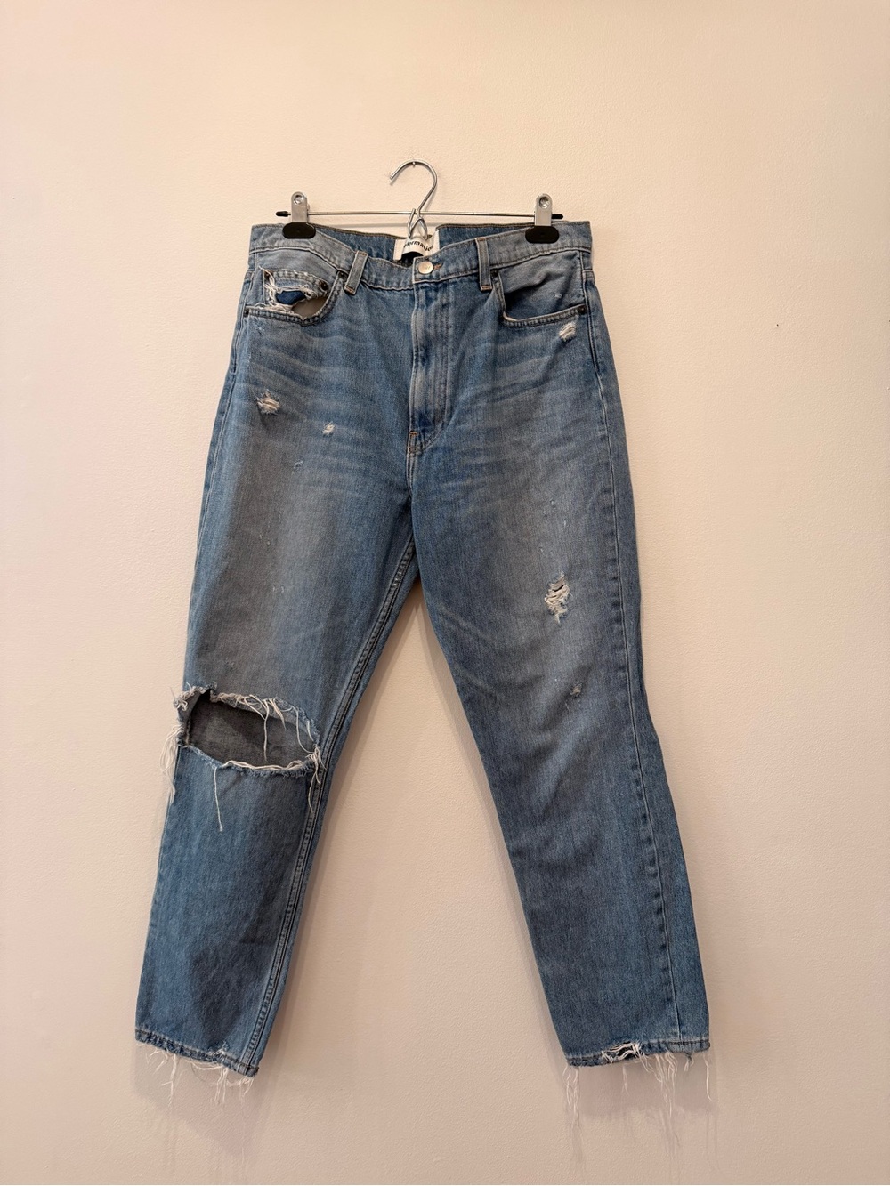 Reformation High Rise Julia Cigarette Size 31 Distressed Ankle Jeans